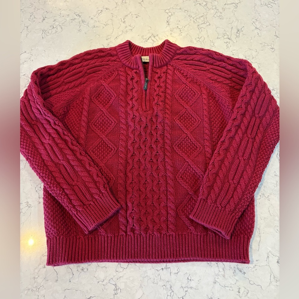 L.L. Bean vintage 1/4 zip fisherman sweater women’s small or kids extra large